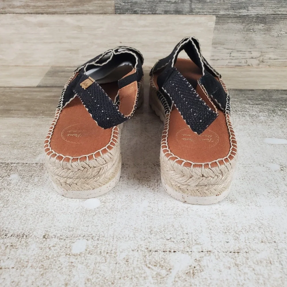 Woven Crisscross Black Espadrille Platform Slingback